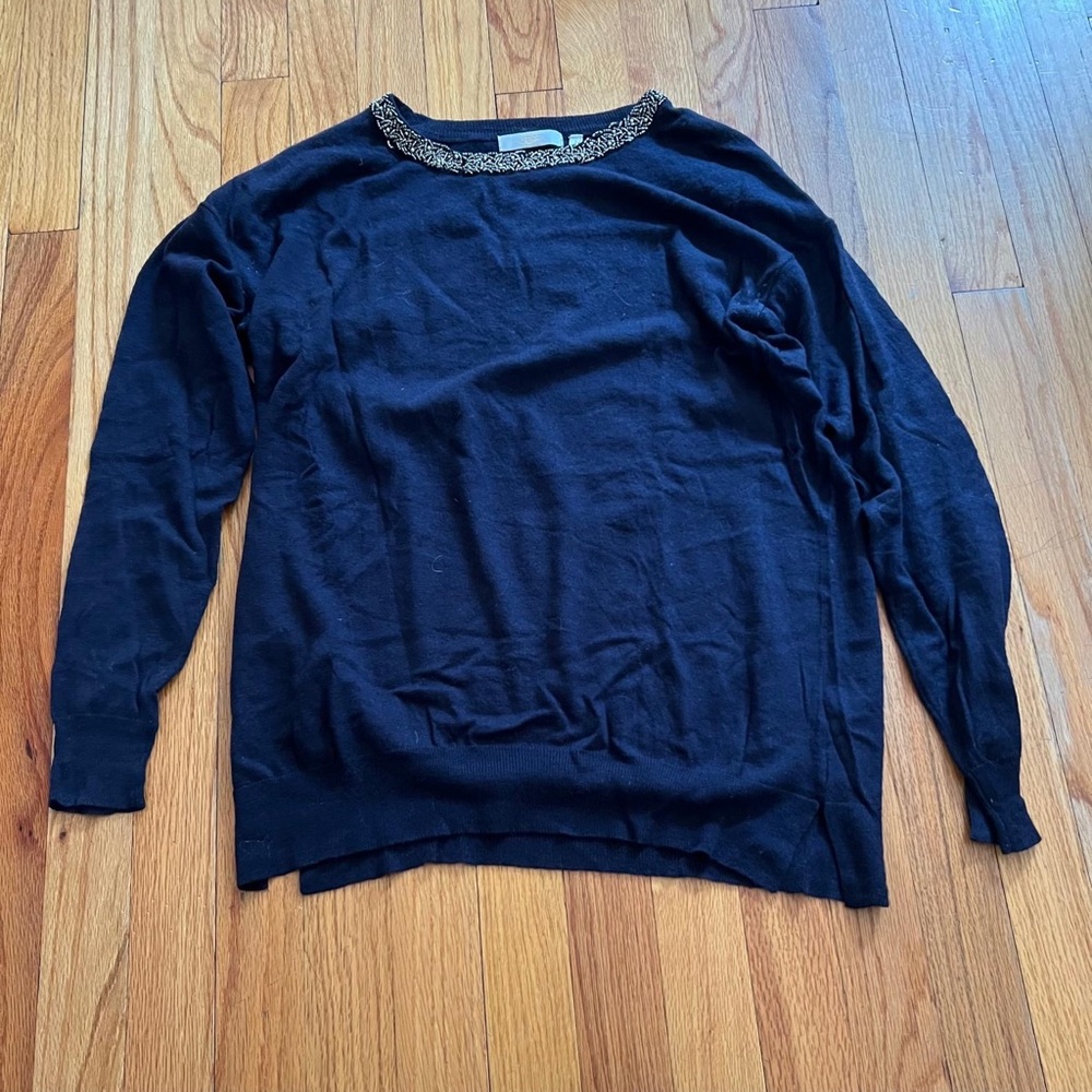 Black Sweater with Gold Accents